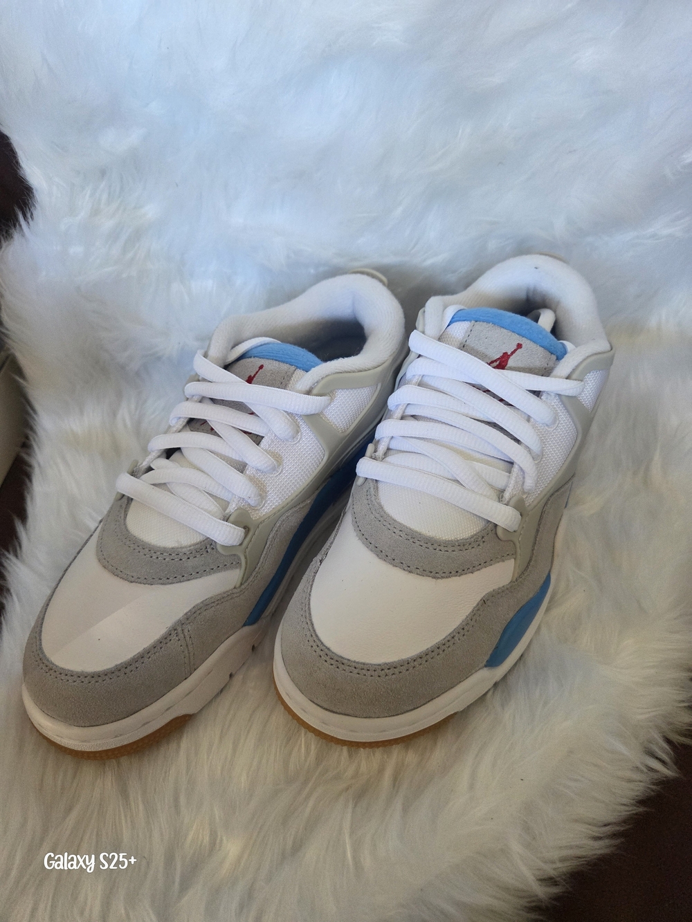 Nike Air Jordan 4 RM Boys 4.5Y White Gray Blue Gum Sneakers